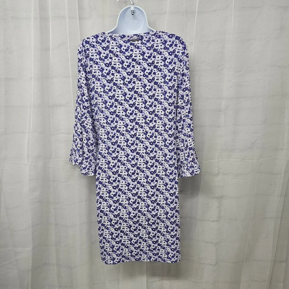 Michael Kors Dress Blue Lavender Floral Daisy Shift Coquette Boho Retro S